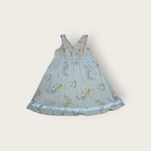 Vintage Y2k Victoria's Secret baby blue floral sheer v-neck babydoll slip dress
